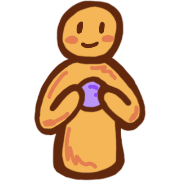  a yellow figure holding a purple ball by their chest with both hands